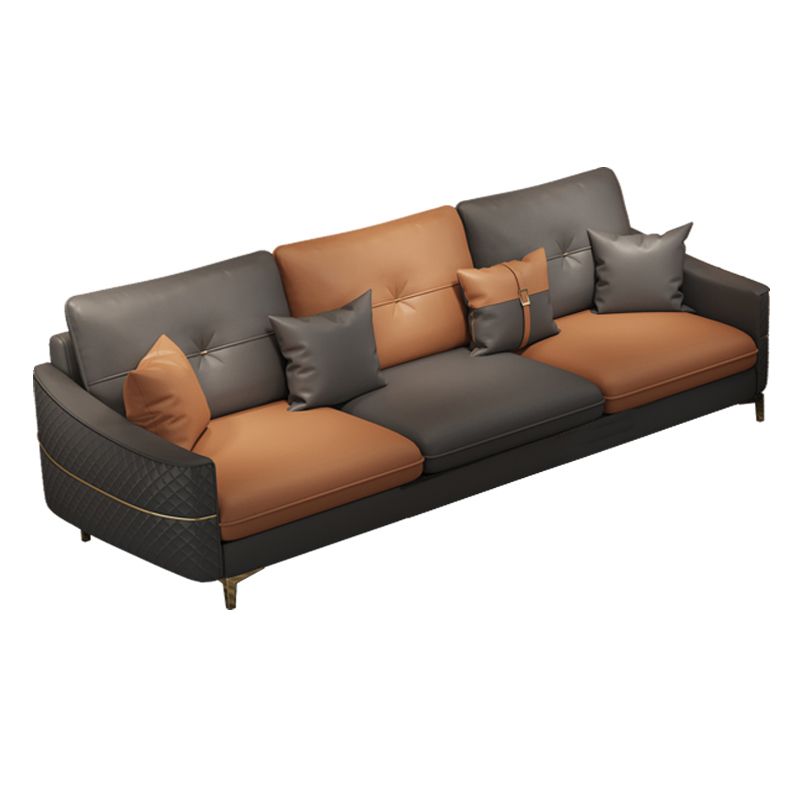 33.46" Tall Faux Leather Sofa Stain Resistant Square Arm Sofa