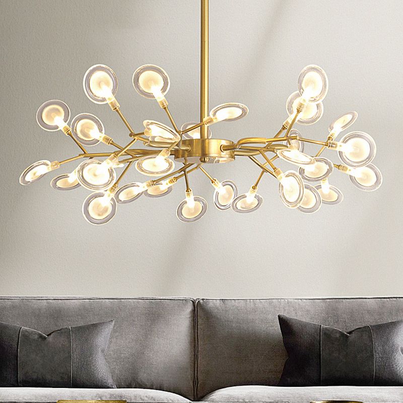 Gold Firefly Adjustable Pendant Light in Modern Luxury Style Copper Sputnik Ceiling Light with Acrylic Shade