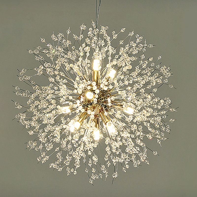 Modern Chandelier Light Fixtures Dandelion Suspension Pendant Lamps with Crystal Beads