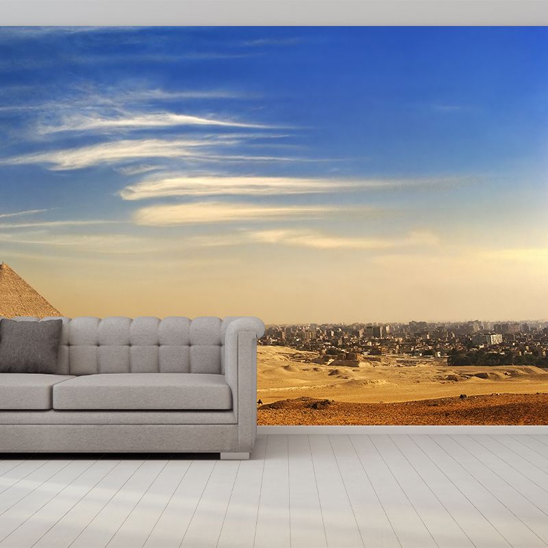 Décoration murale lavable de couleur Pastel, paysage pyramidal d'inspiration mondiale, décoration murale lavable pour l'intérieur de la maison