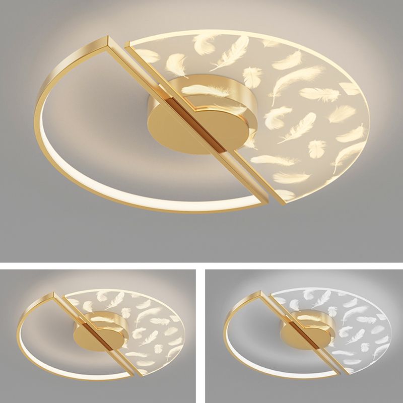 Aluminium Feather LED Flush Mount in Modern Creative Style Iron Ceiling Light with Acrylic Shade