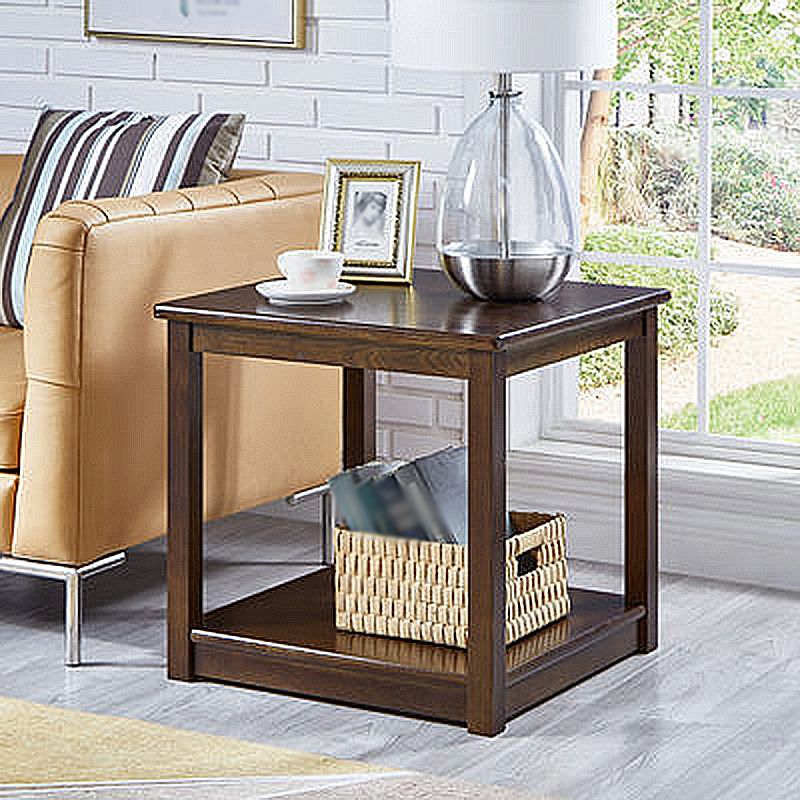 Farmhouse Square Wood End Table Brown/Walunt Sofa Side Table with Storage