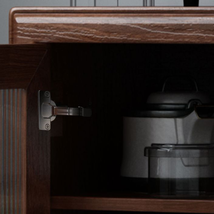 Modern Rubberwood Solid Wood Sideboard 34.5" H Brown Credenza for Dining Room