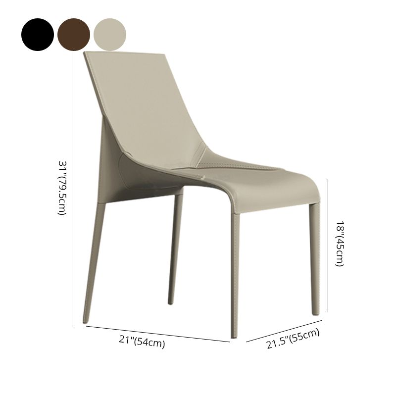El cuero minimalista del diseño que cena el lado preside la silla sólida sin brazos con parte posterior