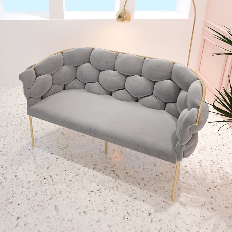 Contemporary Fabric Tuxedo Arm Settee Tight Back Standard Sofa