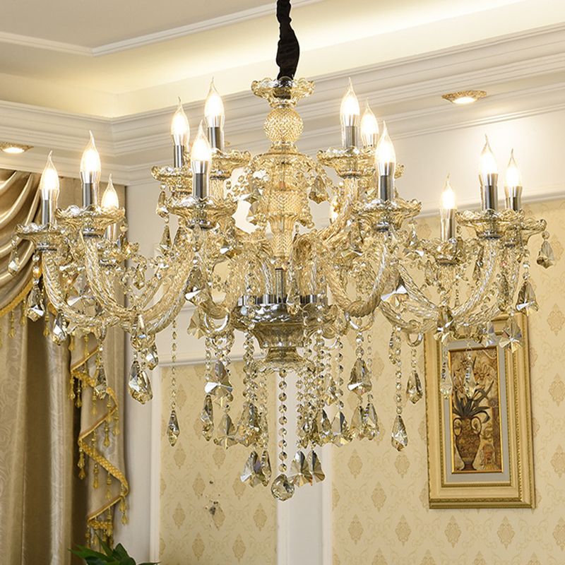 Lustre de style européen Light Crystal Multi-Bulbe Pendant Light pour le salon