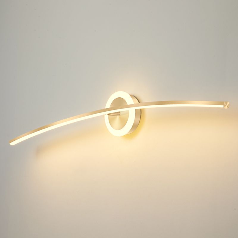 Linear Shape Metal Wall Light Modern Style 2 Lights Mirror Wall Mount Light
