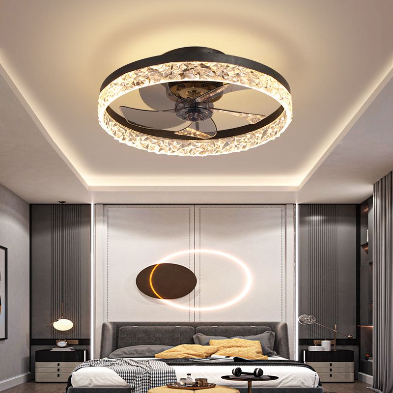 Ventola del soffitto del cerchio moderno Metal 1 Ventilato a soffitto a LED LEDE per camera da letto