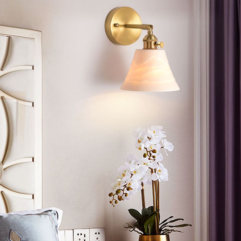 Application murale à tête simple contemporaine blanc cérame en céramique mural luminaire monté