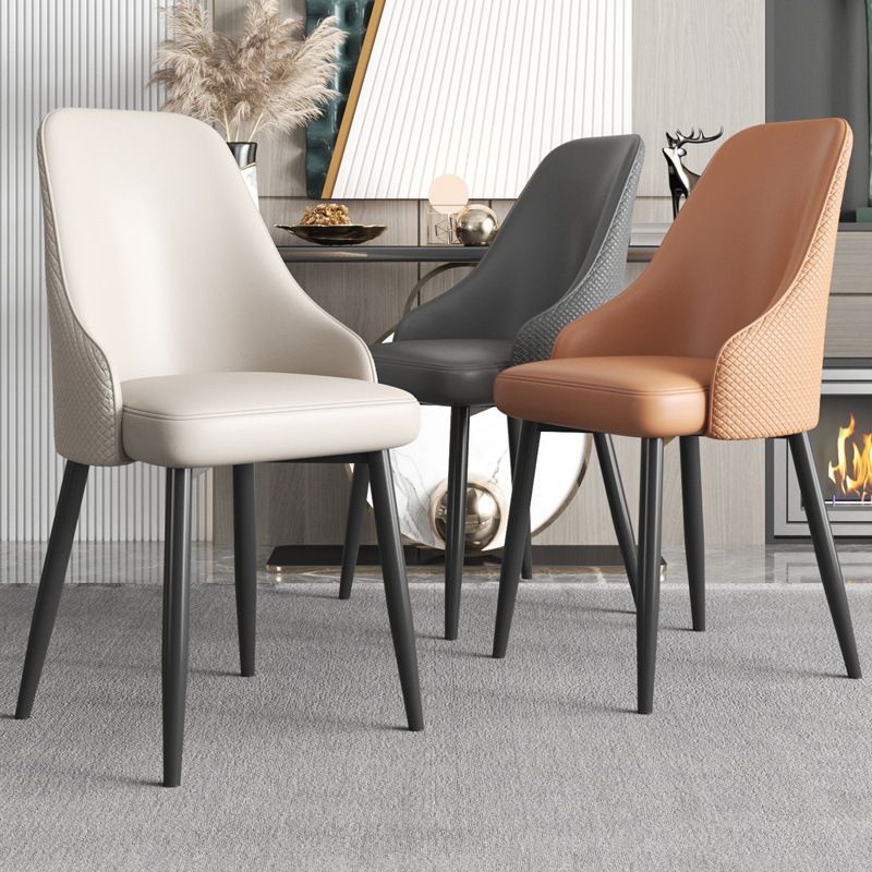 Faux Leather Modern Dining Chairs Parsons Arm Chair for Dining Room