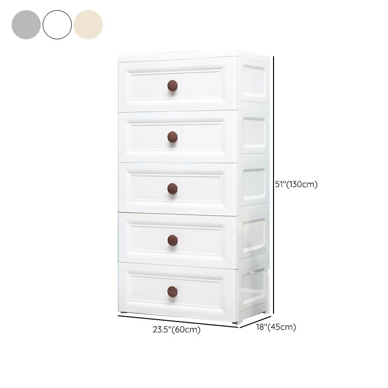 Plastic 5-drawer Storage Cabinet Modern Wardrobe Armoire with Legs