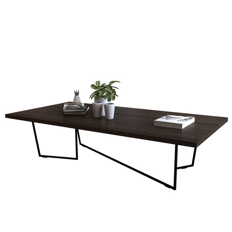 Dark Brown Solid Wood Coffee Table Abstract Coffee Cocktail Table