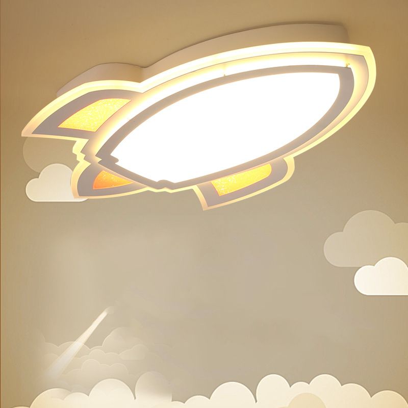 Acrylic Rocket Shaped LED Flush Mount Modern White Flushmount Ceiling Light for Child Room