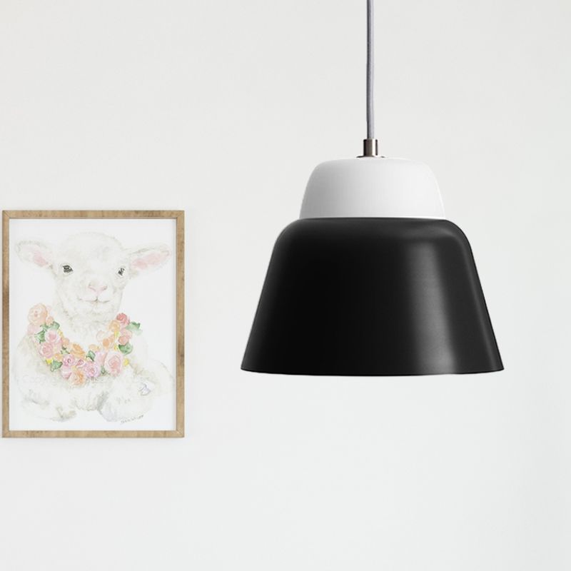 Cone Hanging Light Fixture Macaron Metal 1 Head 6.5"/10.5" Height Pink/Blue/Black Pendant Ceiling Light