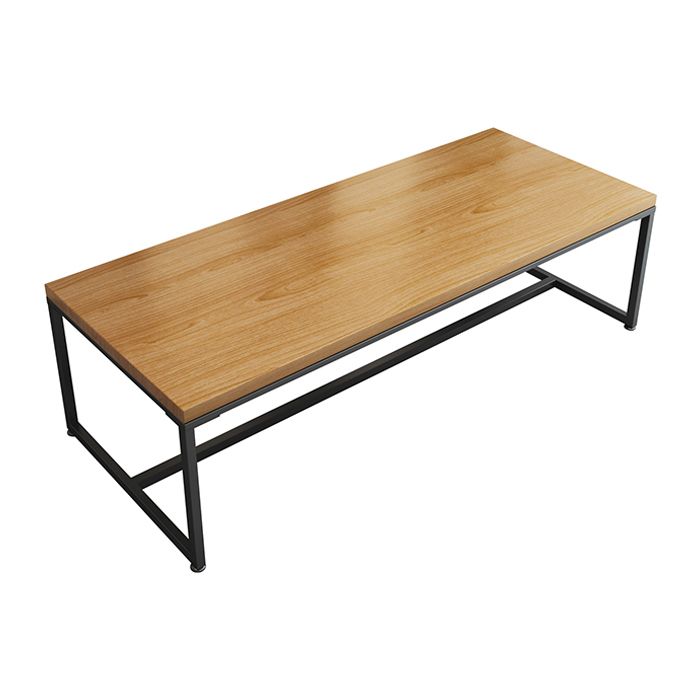 Metal Industrial Rectangle Dining Table Pine Wood Top Table with Trestle Base