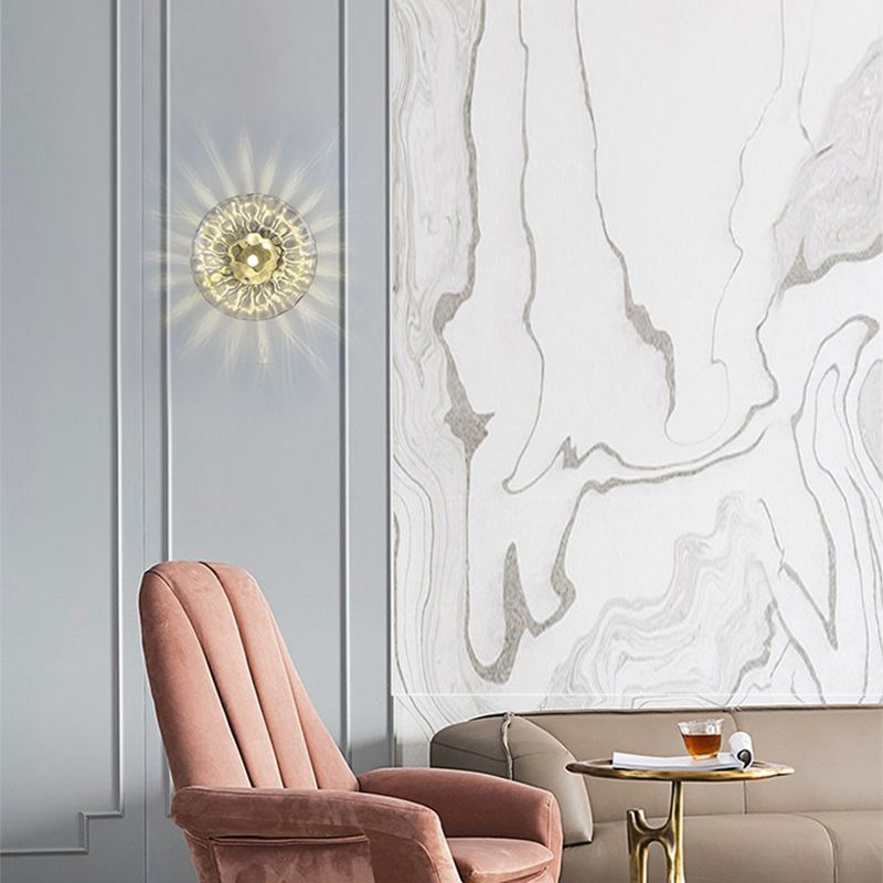 Modern Round Disc Wall Light Sconces Glass Sconce Lights for Living Room