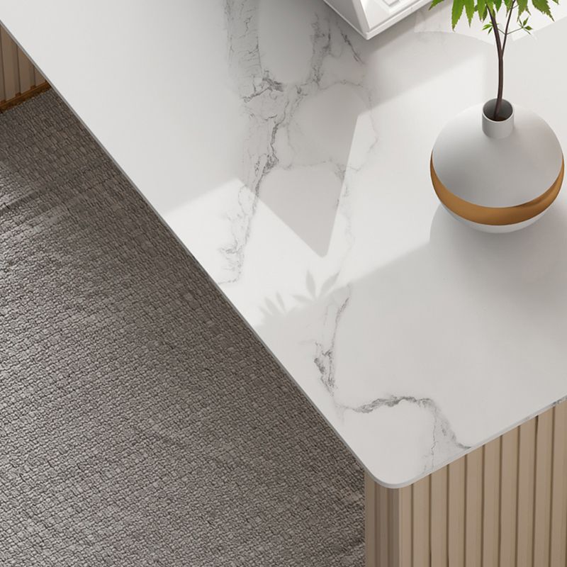 Glam Executive Desk Mirrored Peninsula Writing Desk in White