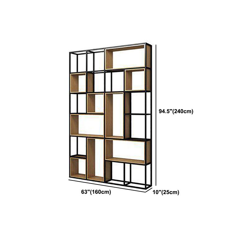 9.8" W Contemporary Geometric Bookshelf Open Back Metal Bookcase