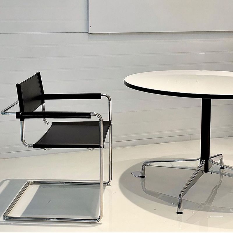 Contemporary Style Dining Arm Chair Metal Open Back Dining Chair