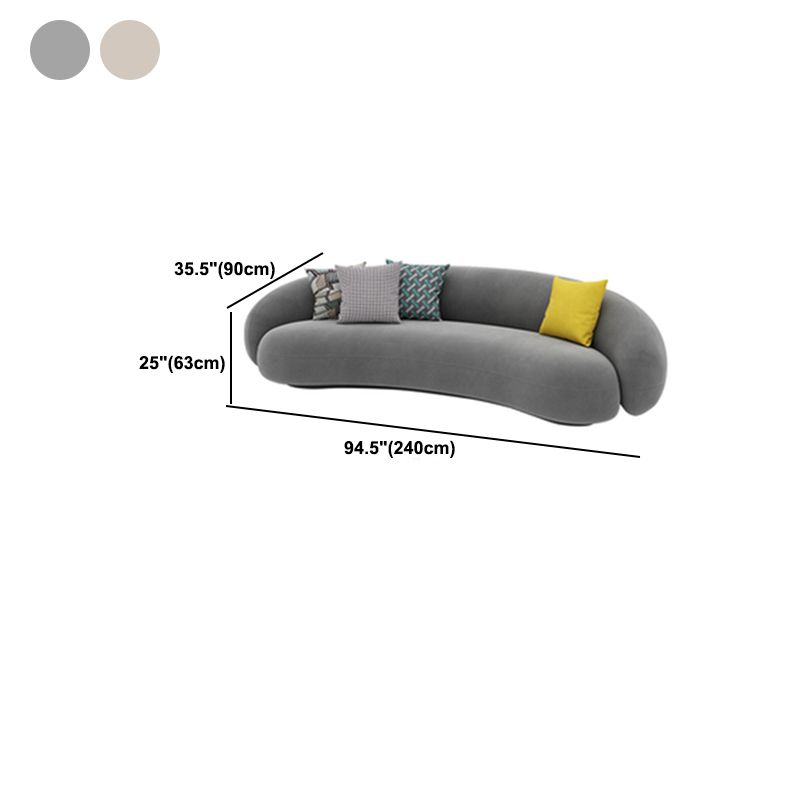 Wool Sloped Arm Sofa Contemporary Curved Sofa for Living Room, Apartment