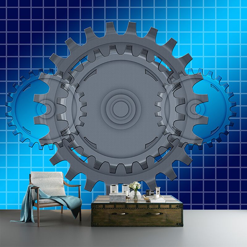 Industrial Style Gear Wall Decor for Sitting Room Water Resistant Wall Mural