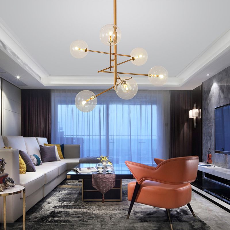 Sphere Chandelier Ceiling Pendant Light Modern Style Metal 6 Light Chandelier Lights