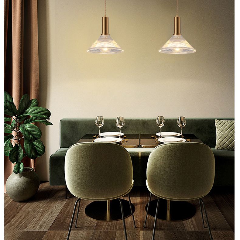 Lampada sospesa in vetro a costine lampada a sospensione a bulbo singolo per camera da letto