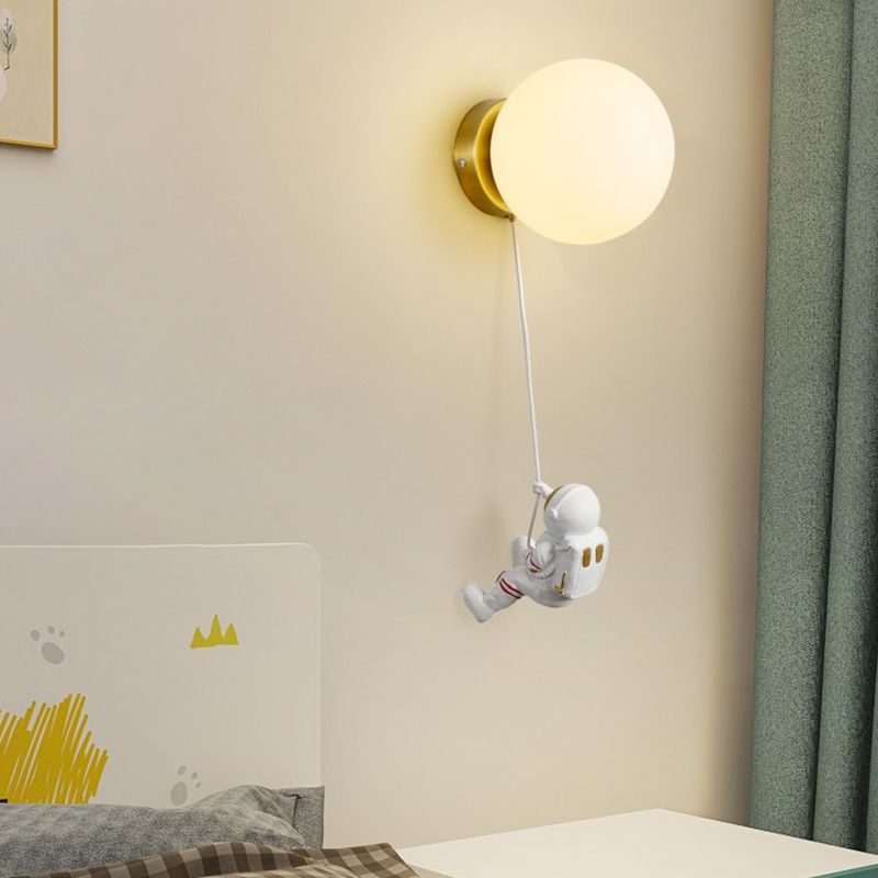 Flush Mount Metal Lighting Children Globe Shaded Wall Light for Bedroom