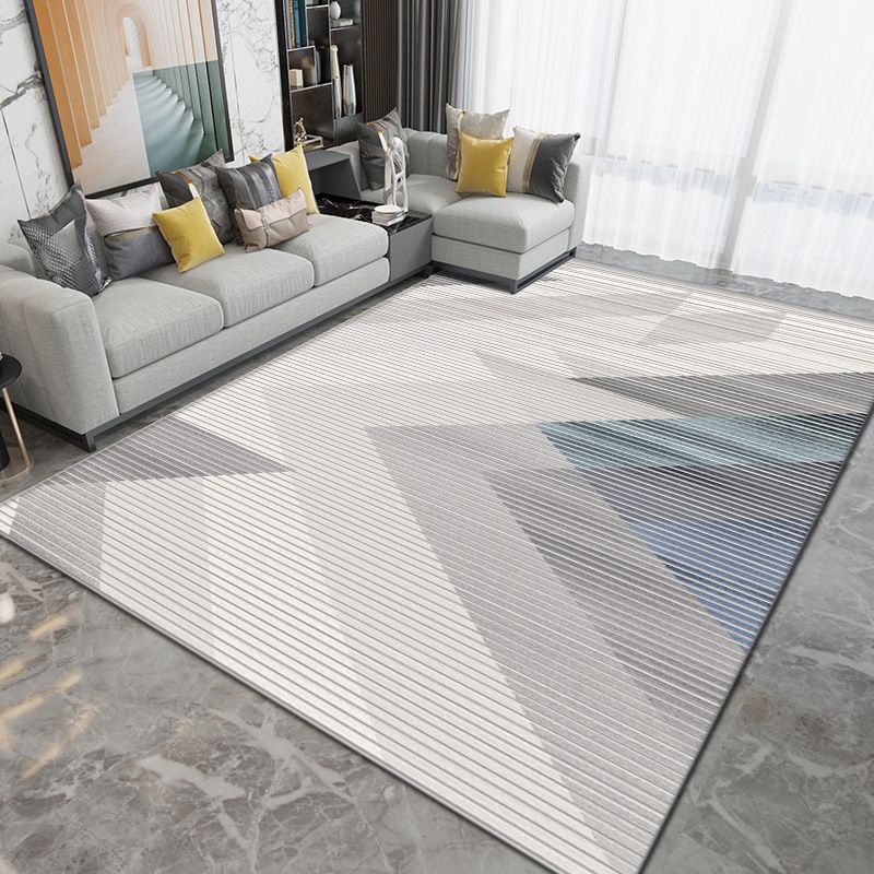 Light Gray Graphic Carpet Polyester Simple Carpet Washable Rug for Drawing Room