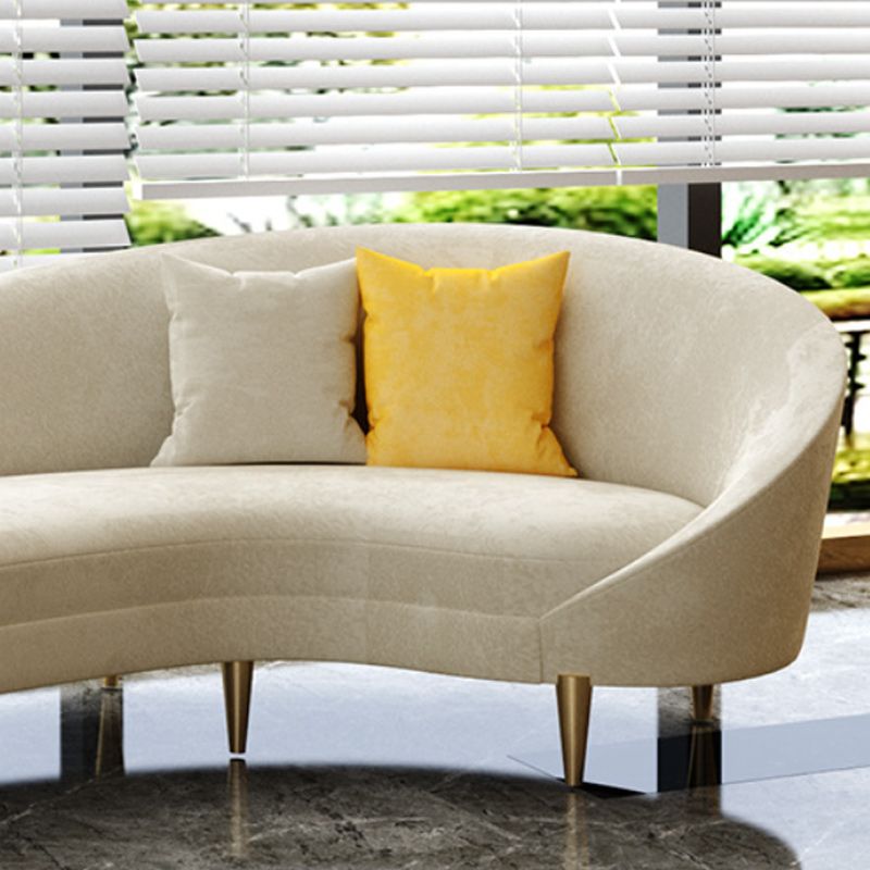 Contemporary 33.46" H Creamy- White Microfiber Curved Slope Arm Sofa