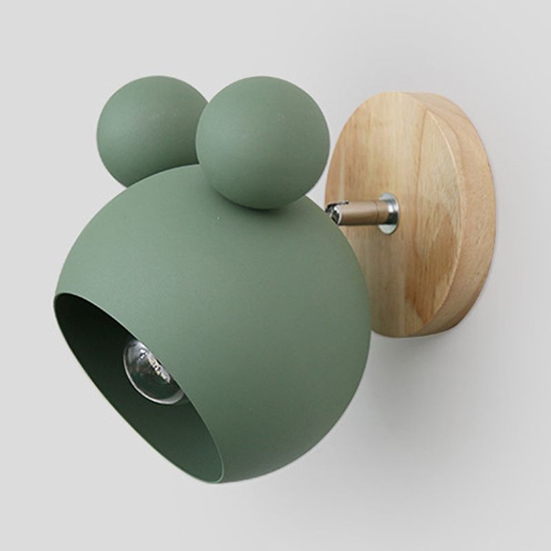 Macaron Wall Lamp 1-Light Wall Mount Lamp with Wood for Kid's Room