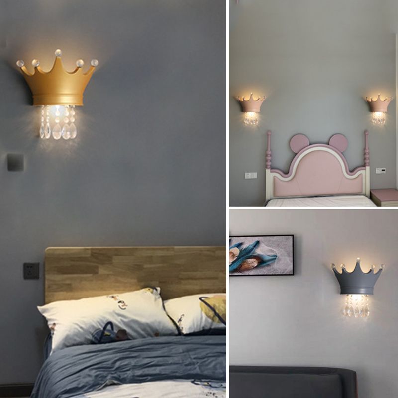 Crystal Crown Shape Wall Light Modern Style 2 Lights Wall Light Sconce