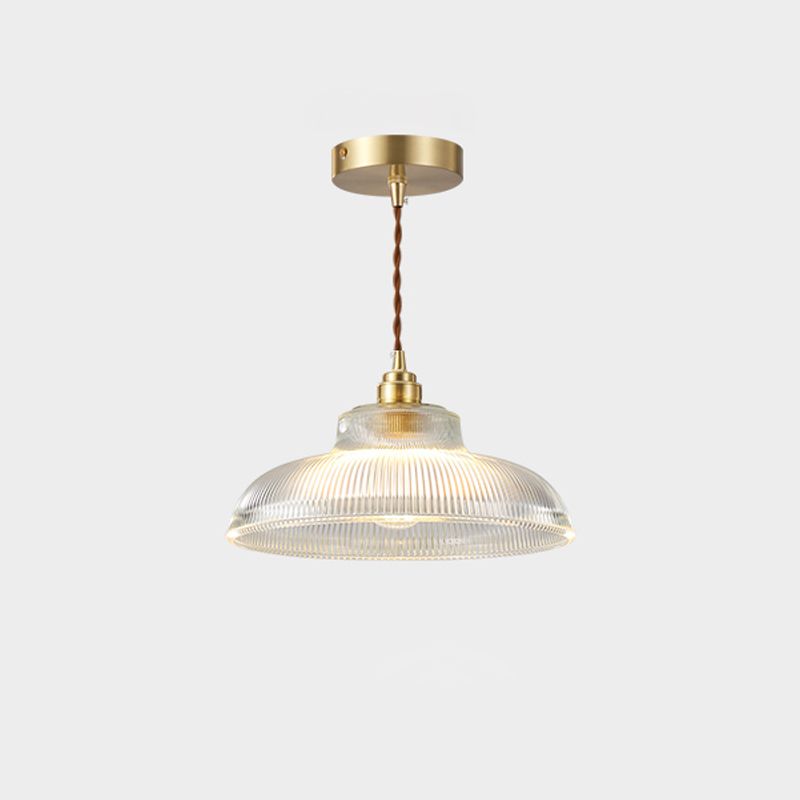Industrial Single Light Pendant with Clear Prismatic Glass for Bedside Hallway Kitchen