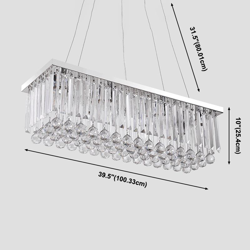 Modern Style Island Light Clear Crystal Chandelier Lamp for Living Room