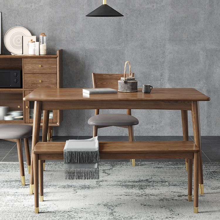 Modern Style Ash Wood Dining Table 4 Legs Rectangular Table in Wood Color