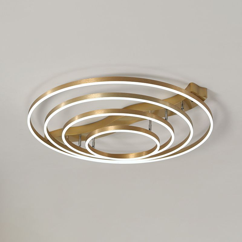 Brass multi-ring flushmount licht eenvoud led metalen plafond spoellicht voor woonkamer