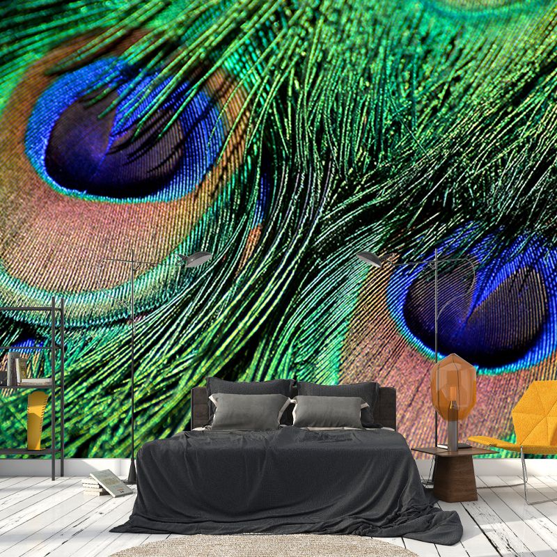 Fashionable Wall Mural Peacock Feather Print Drawing Room Wall Mural