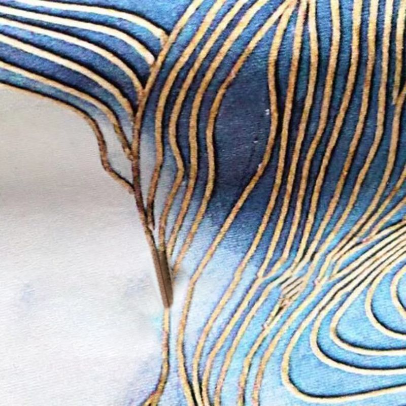 Fancy Color-Blocked Rug Grey Modern Area Carpet Polyester Non-Slip Backing Rug for Bedroom