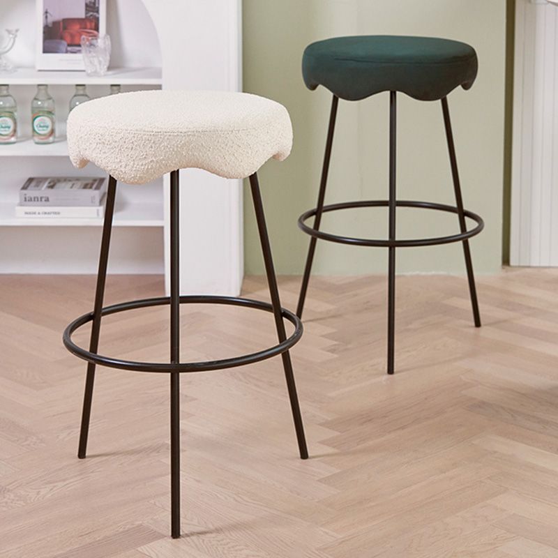 Contemporary Style Counter Stool Upholstered Bar-height Bar Stool with Metal Base