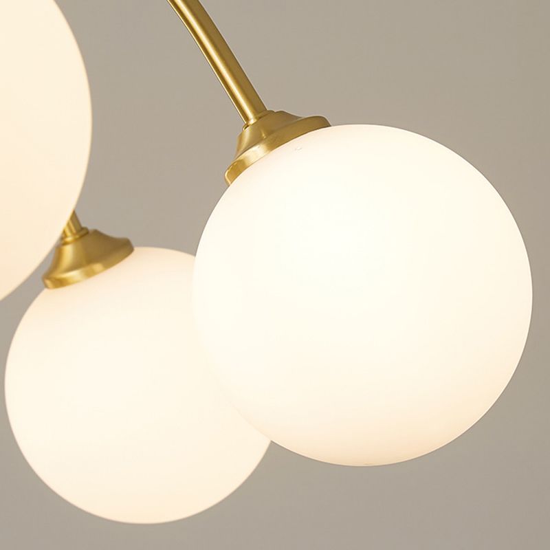 Gold Multi Head Chandelier Light Fixtures Simple Glass Hanging Chandelier for Living Room