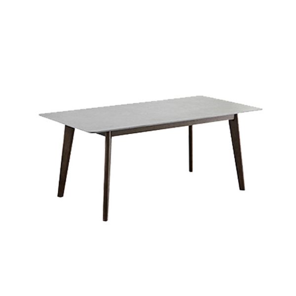 Brown Rectangular Sintered Stone Dining Table Modern Furniture with 4 Legs Wood Base