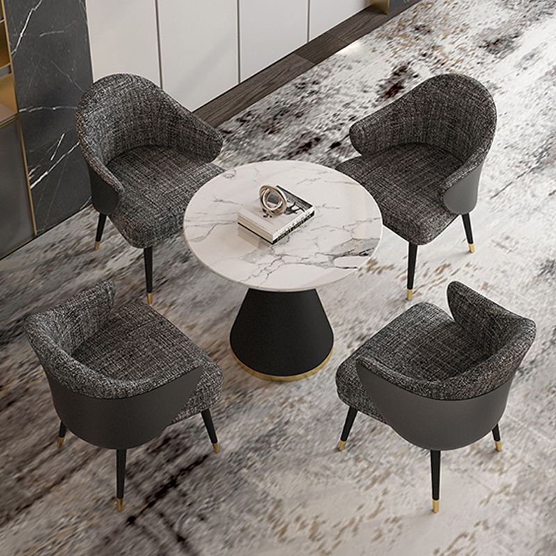 Metal Base Table Glam Style Sintered Stone Dining Table for Home Use