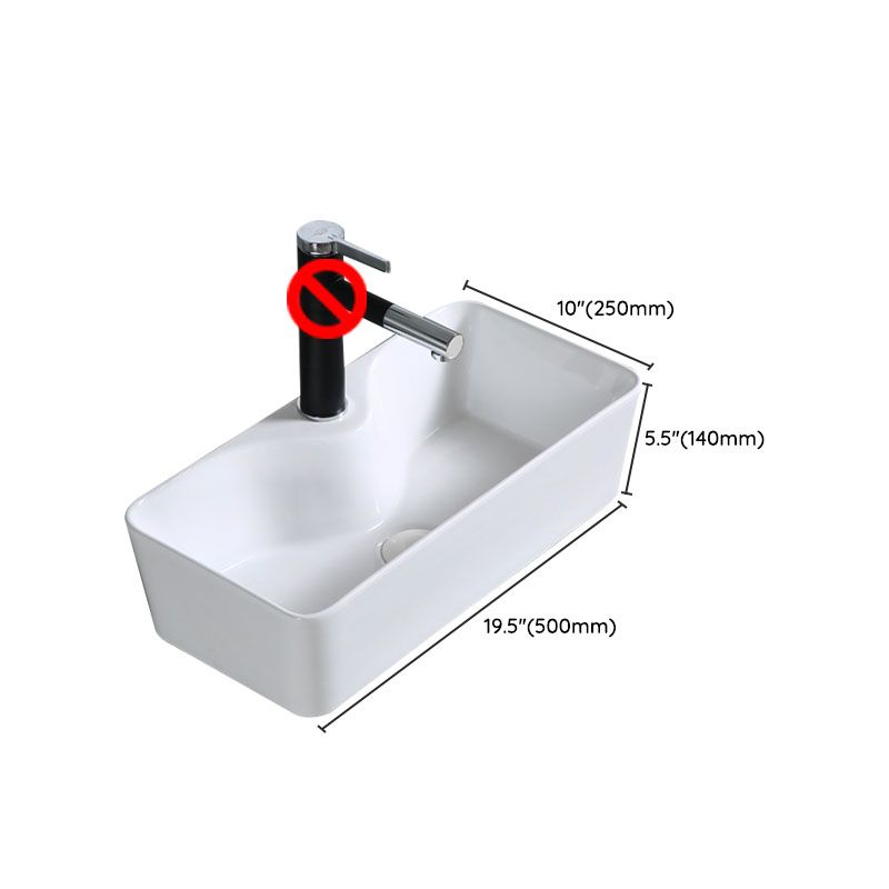 Modern Bathroom Sink Porcelain Rectangle Bathroom Sink in White(Not Including Faucet)
