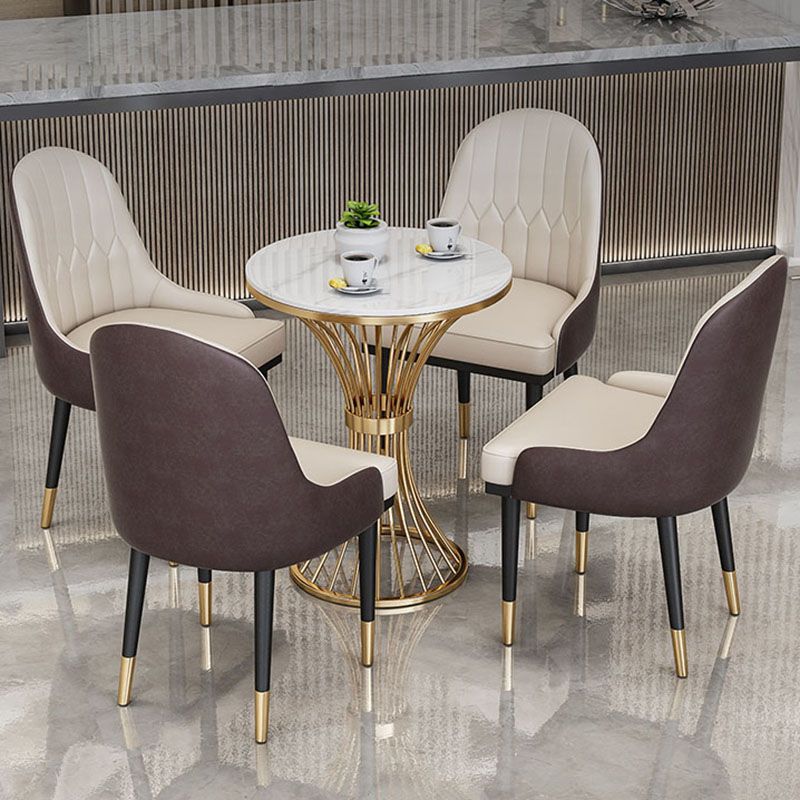 Glam Metal Dining Room Chair Armless Parsons Chair for Restaurant Use