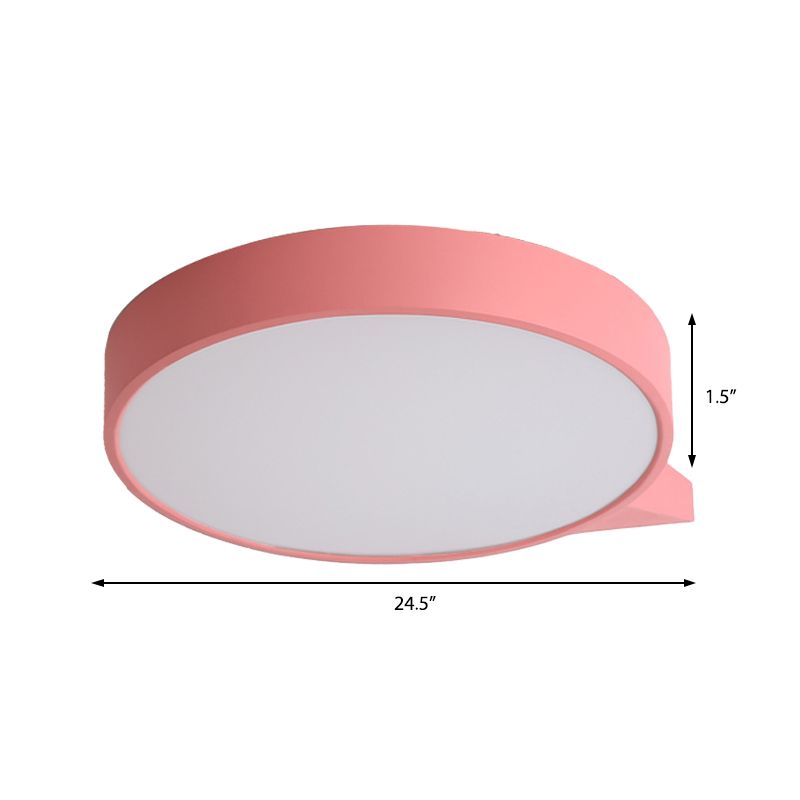 Blu / Pink/Red / Yellow Circolare Flush Lighting con Diffuser Macaron Metallo Soffsh Flush Mount in Secondo Gear, 19,5 "/24.5" W