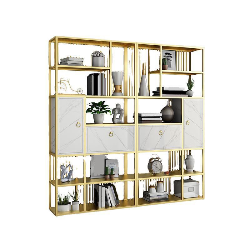 Glam Metal and Wood Shelf Bookcase Vertical Book Shelf for Office