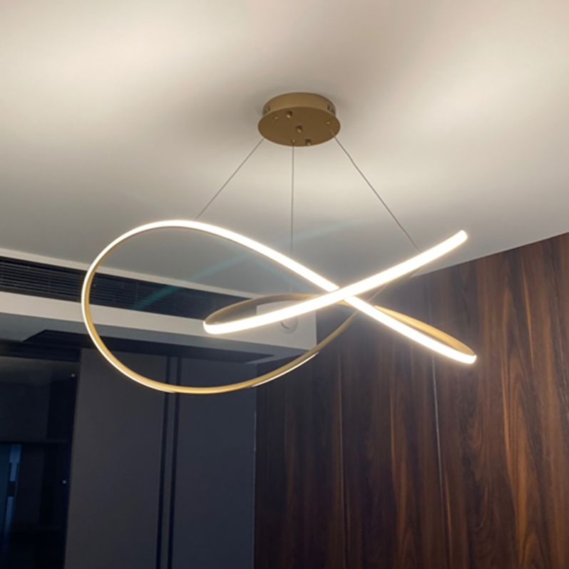 Gold Unique Shape Chandelier Modern 1 Light LED Hanging Light for Bedroom