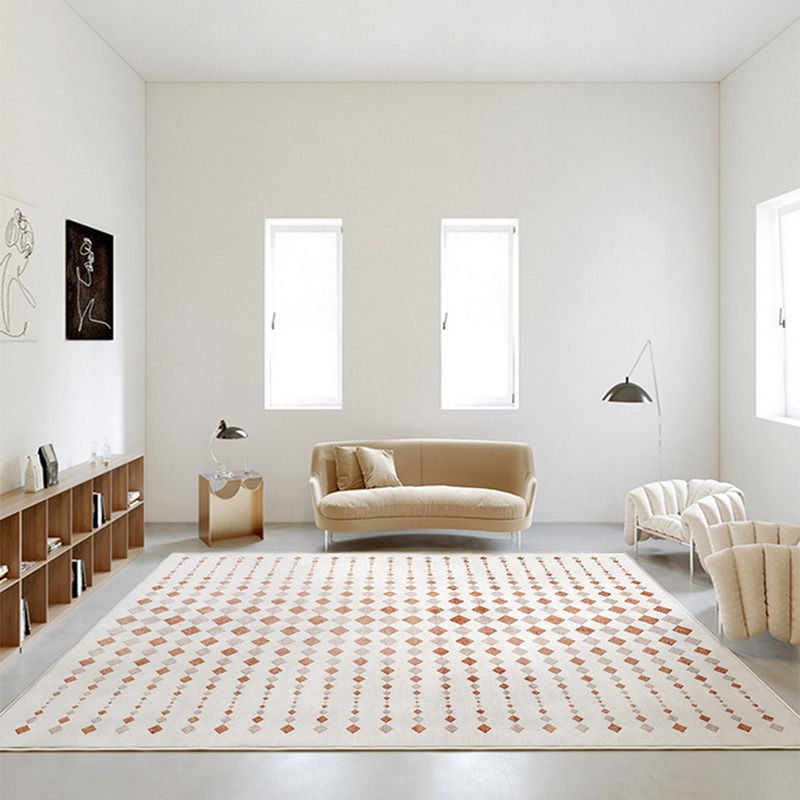 White Modern Rug Graphic Polyester Area Rug Washable Rug for Home Decor