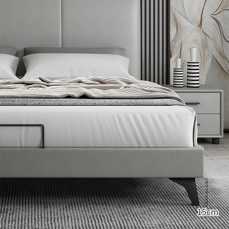 Modern Wooden Headboard with Rectangular Panel and Metal Legs