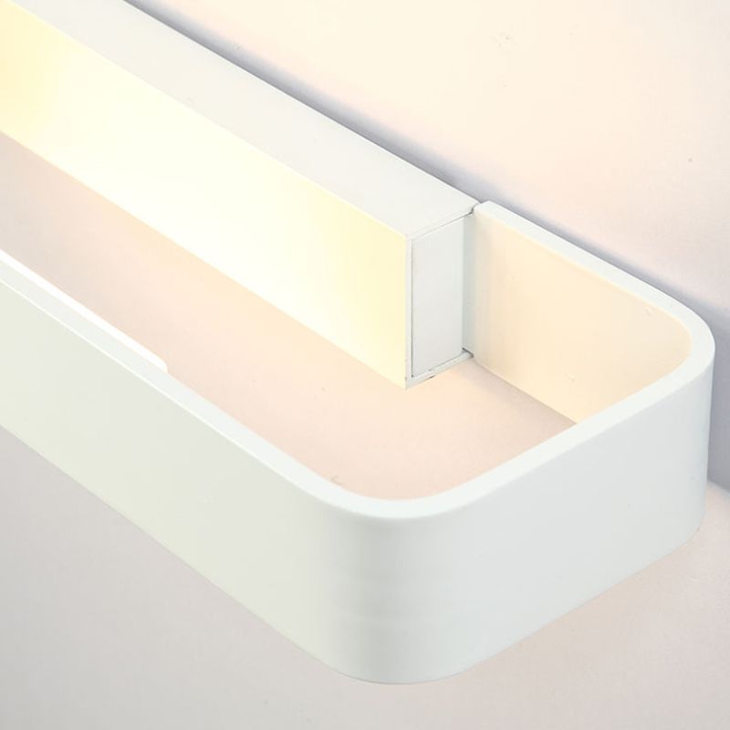 Rectangular Living Room Wall Sconce Fixture Aluminum 12"/16" Dia LED Minimalism Wall Mounted Lamp in Black/White